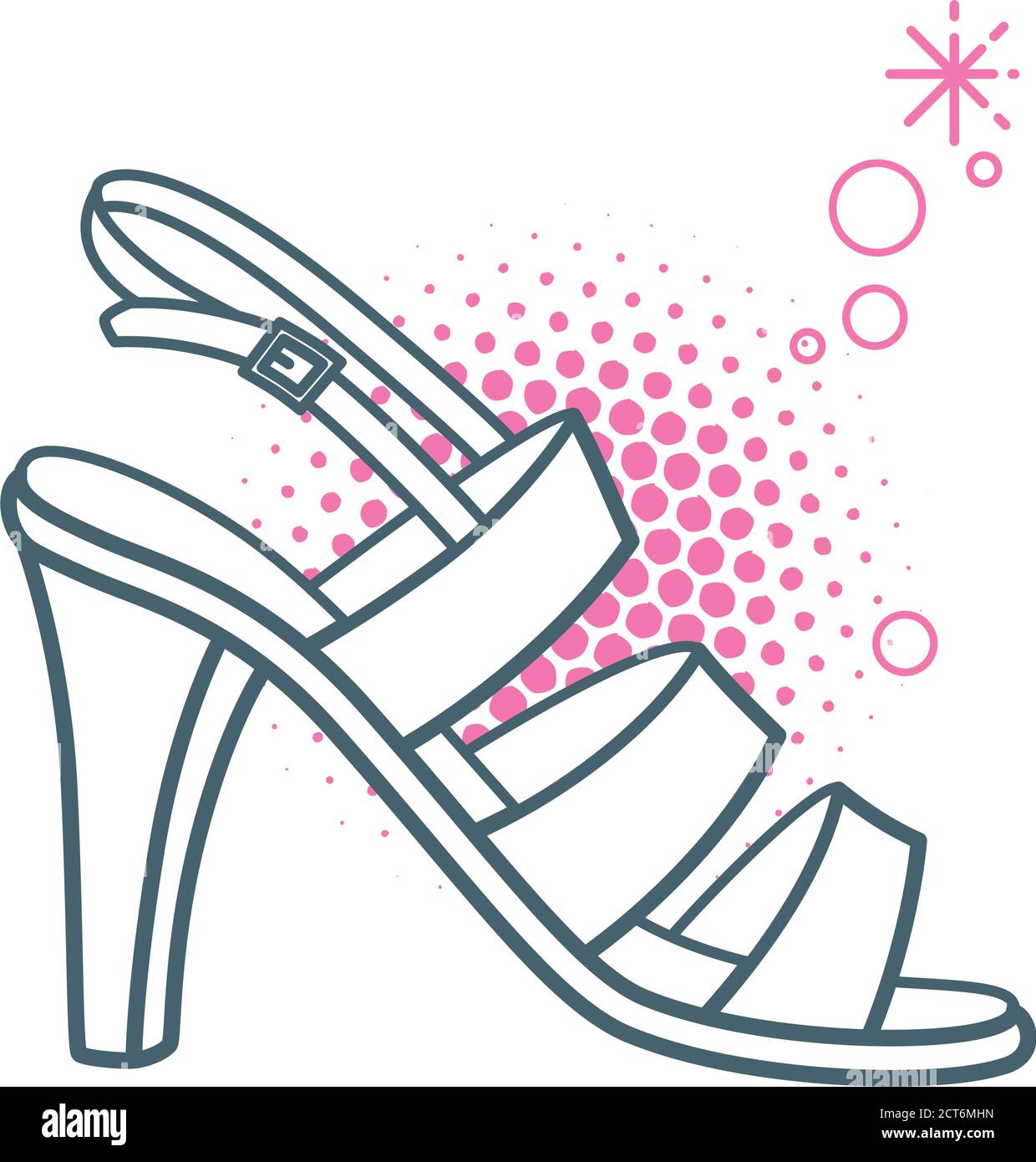 Linear flat icon of a fashion shoe drawn with simple thin lines. Stock Vector