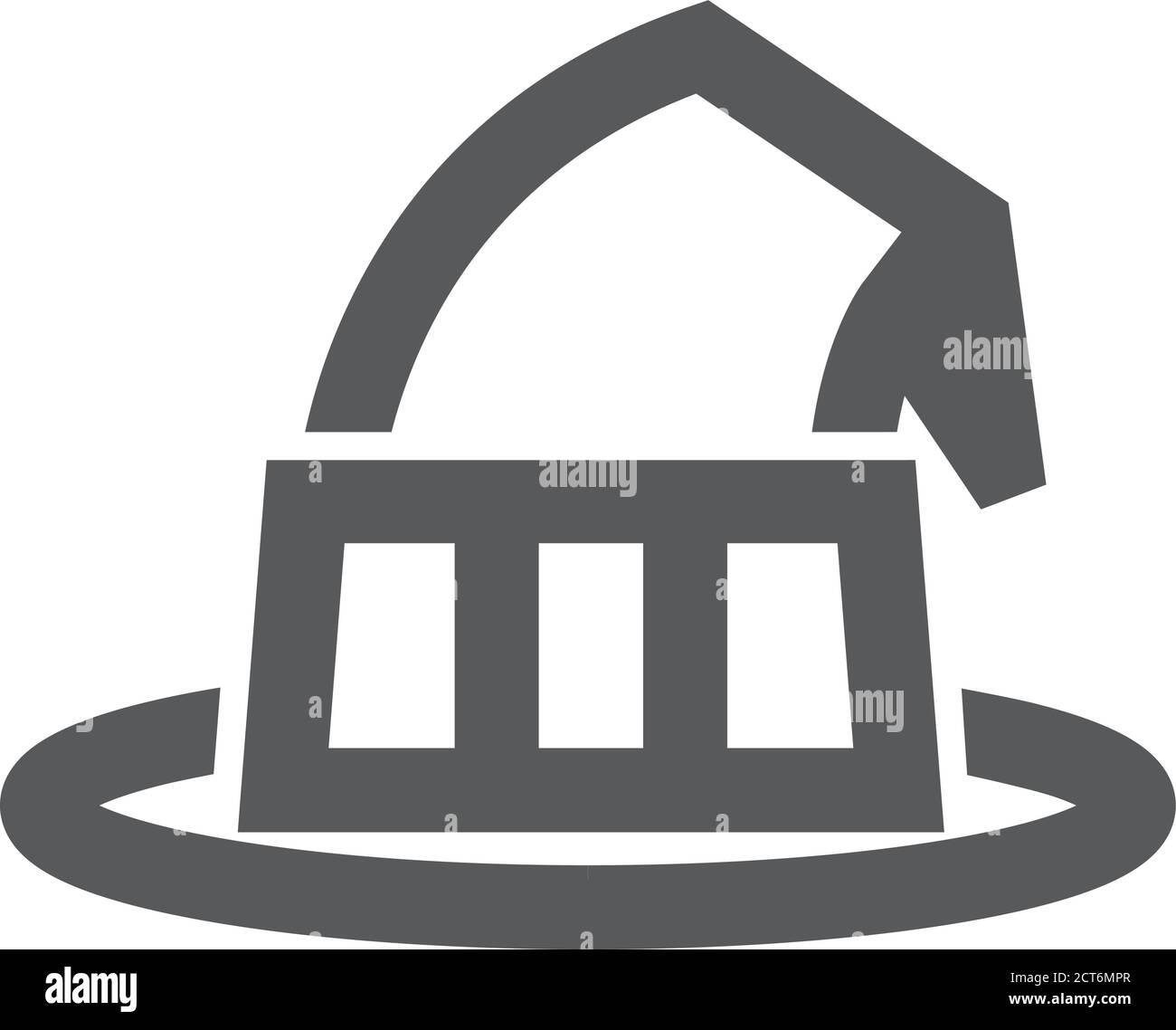 Witch hat icon in thick outline style. Black and white monochrome vector illustration. Stock Vector