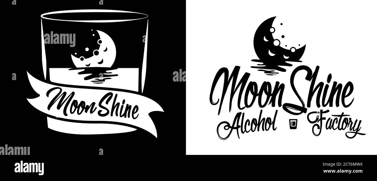 Vintage design of moonshine label with ethnic elements in the style of thin line, bourbon, moonshine and brandy. Black and white vintage logo or label Stock Vector