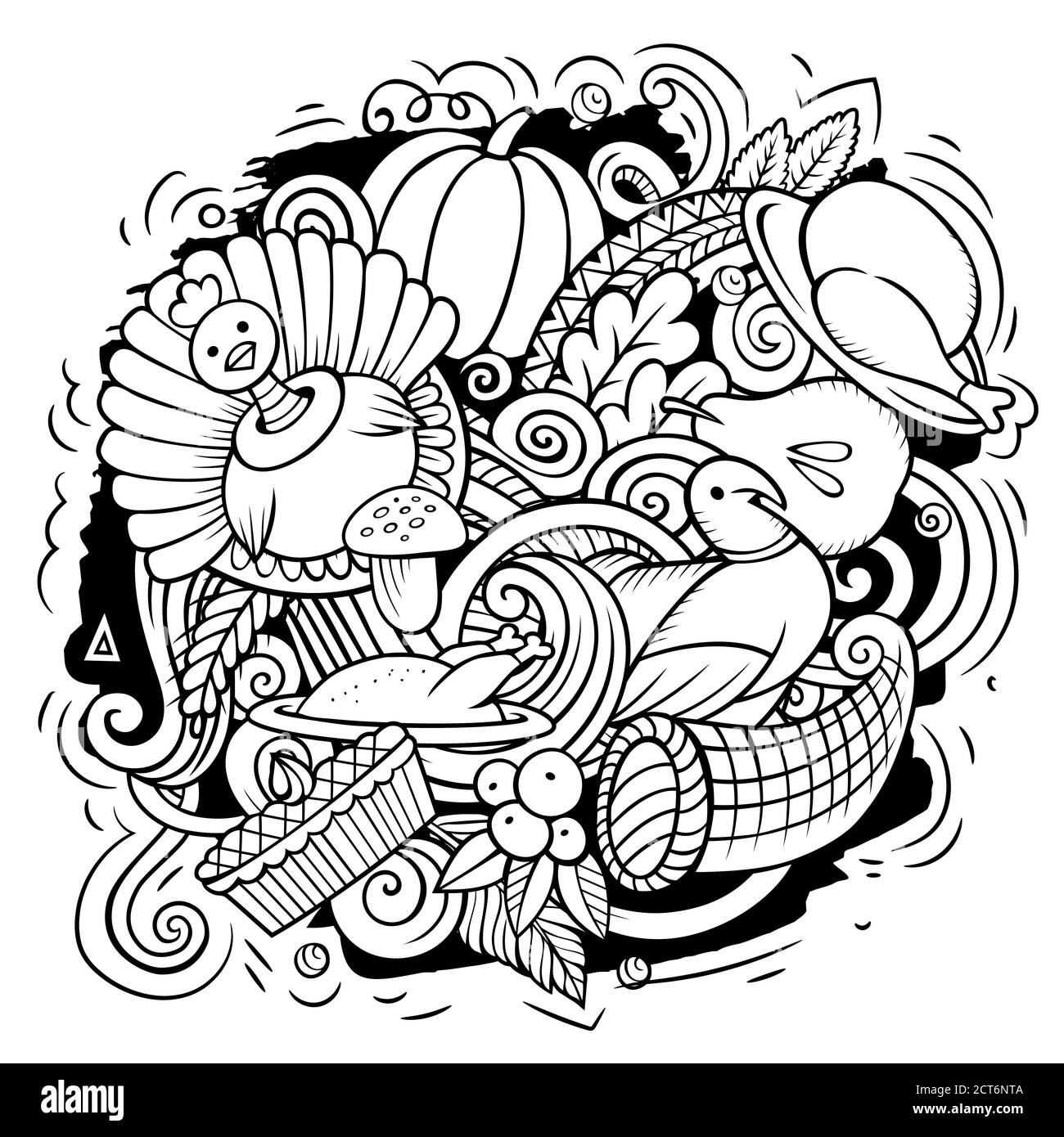 Thanksgiving hand drawn cartoon doodles illustration Stock Vector Image ...
