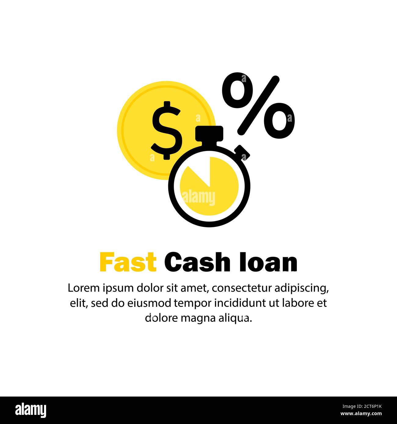 Fast cash loan icon. Easy loan, instant payment, fast money growth, financial services. Easy credit, fast provision of money. Vector on isolated white Stock Vector