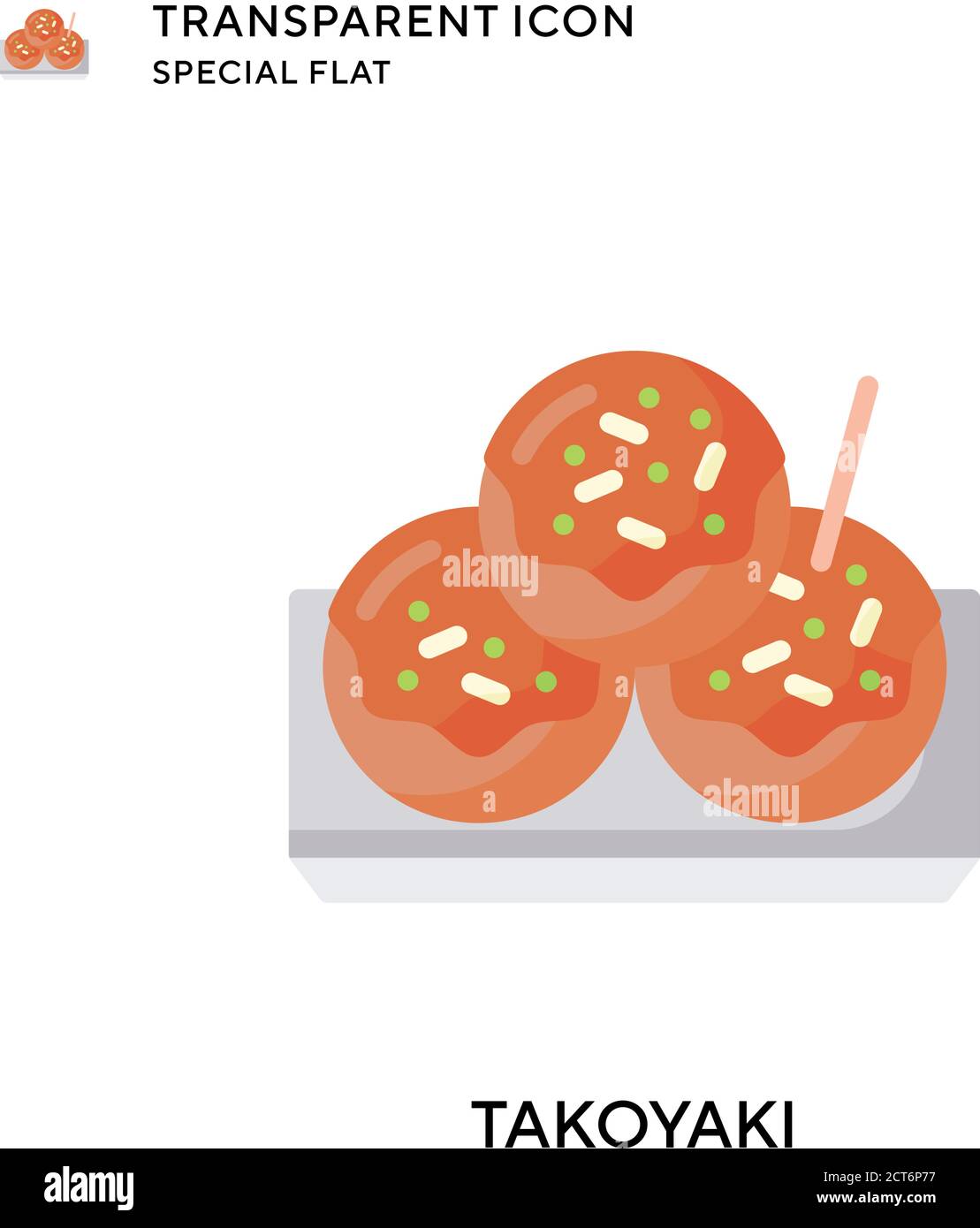 Takoyaki vector icon. Flat style illustration. EPS 10 vector. Stock Vector