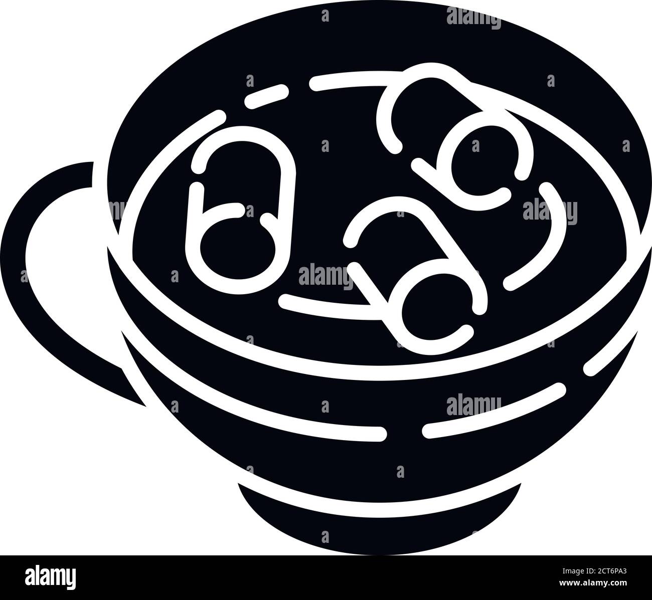Homemade hot chocolate with marshmallows black glyph icon Stock Vector
