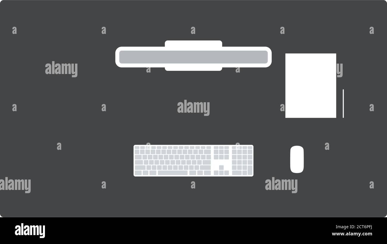 Office Table Top View Icon. Flat Color Design. Vector Illustration