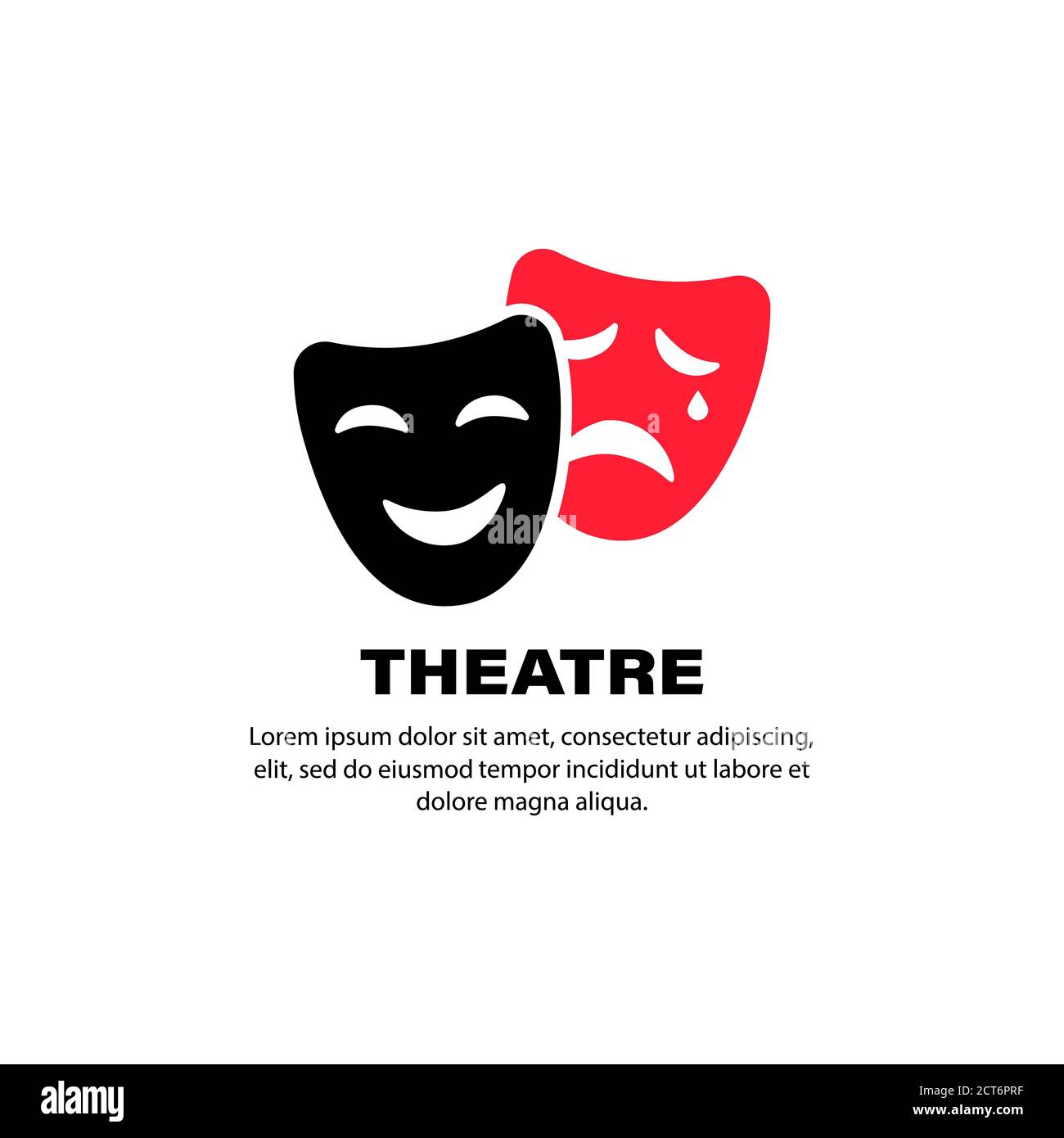 Theatre icon. Comedy and tragedy theater masks. Vector on isolated