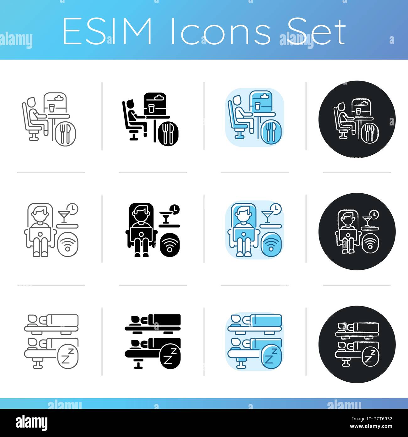 Railroad travel icons set Stock Vector
