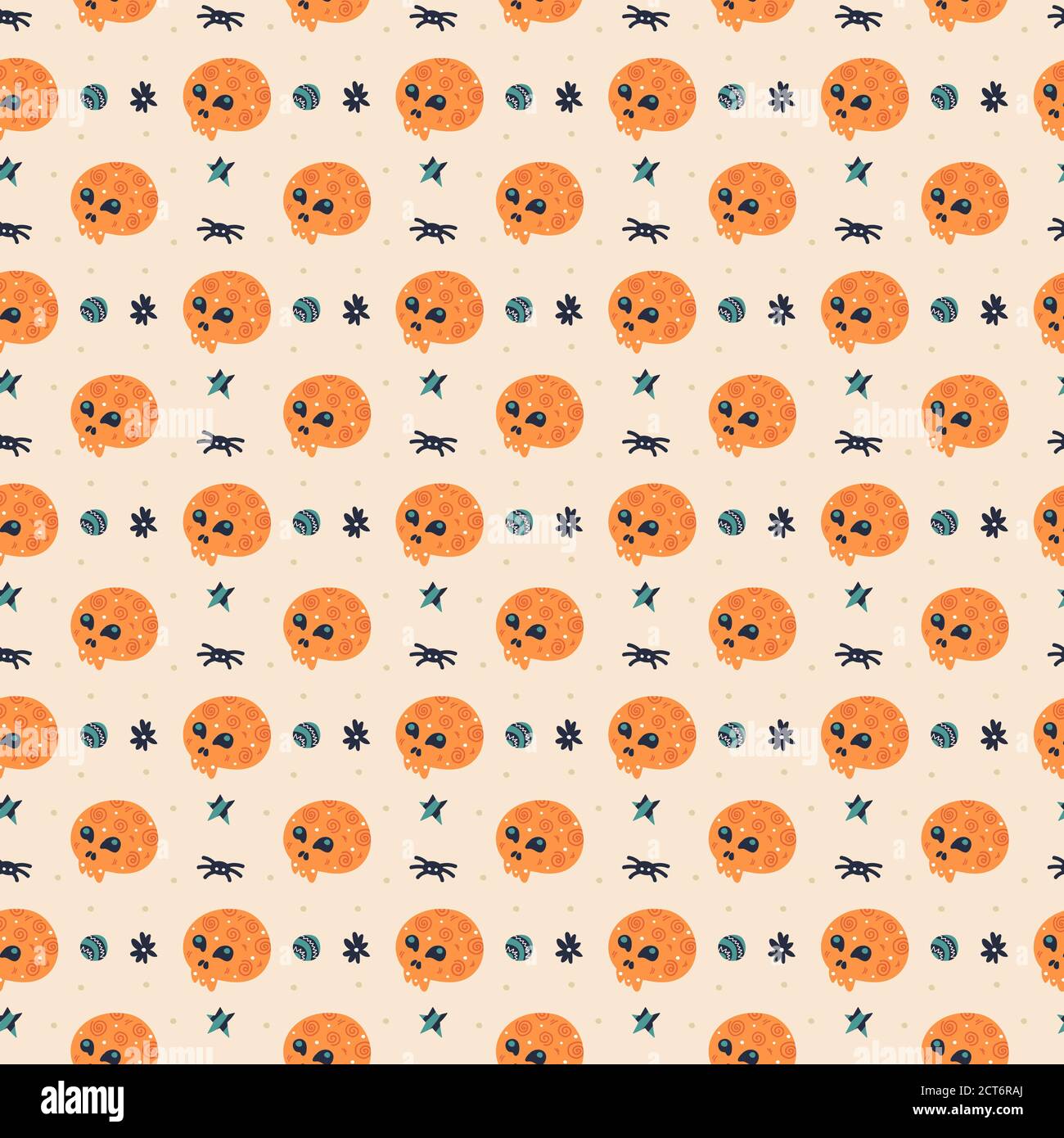 Happy Halloween seamless pattern, background. Skull. Packaging paper design. Stock Vector