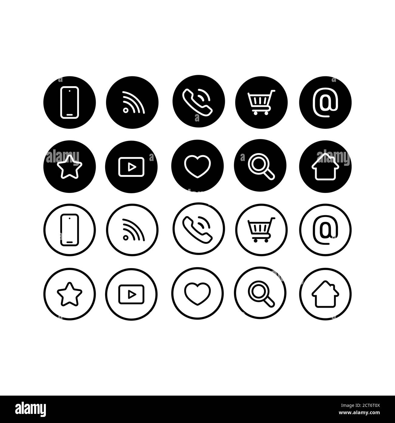 Web line icon set. Contact symbol. Communication sign. Social network icon. Phone, Mobile, Film, Mail, TV Internet, Home Heart. Perfect for web pages, Stock Vector