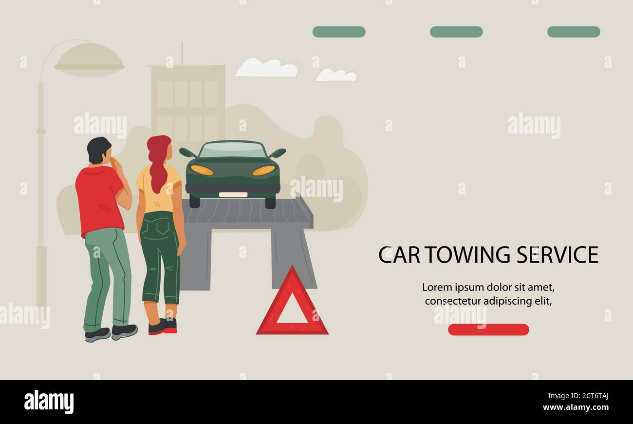 Car towing and repair service website banner template vector