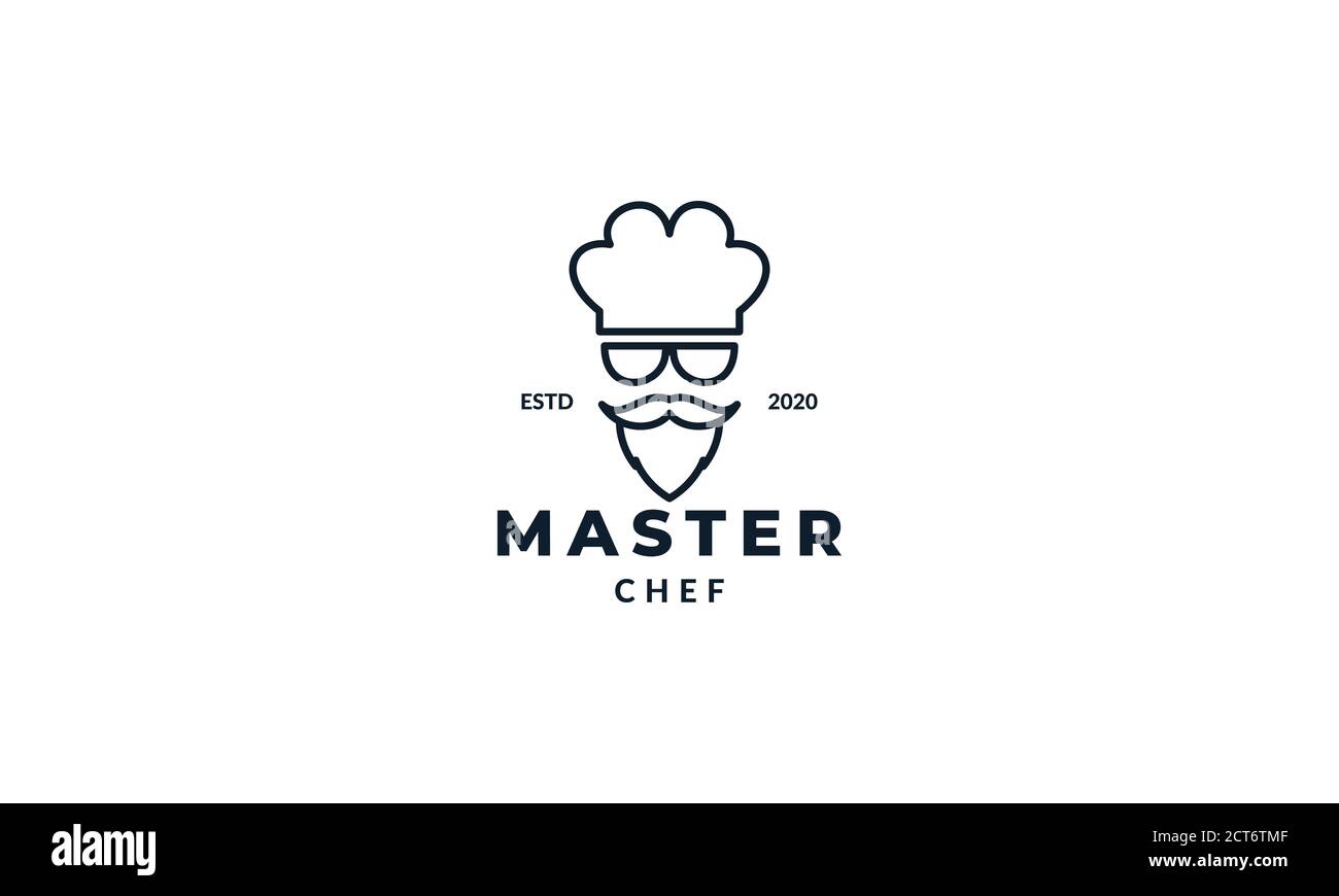 cool chef  with sunglasses  logo design Stock Vector