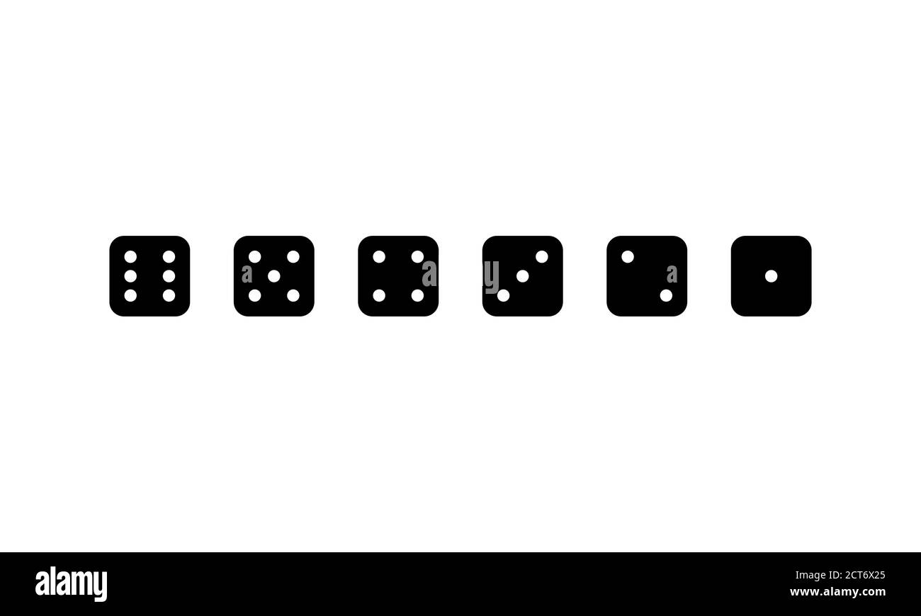 Dice icon set in black. Game concept. Vector on isolated white