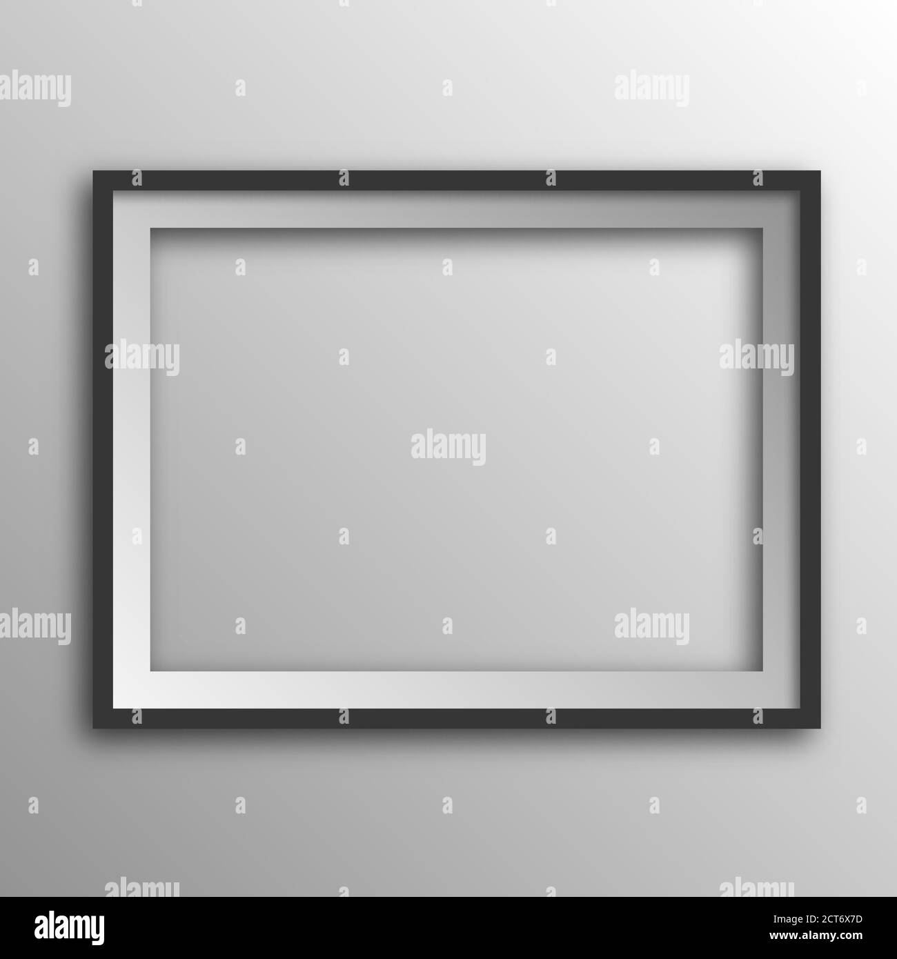 Square frame with shadow. Vector illustration. Hanging picture frame isolated. 3D picture frame