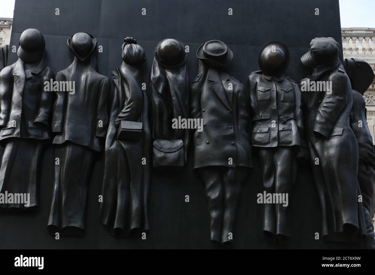 Close up of War Monument  honoring the role women played during the Second World War is seen on Whitehall, London, UK. Stock Photo
