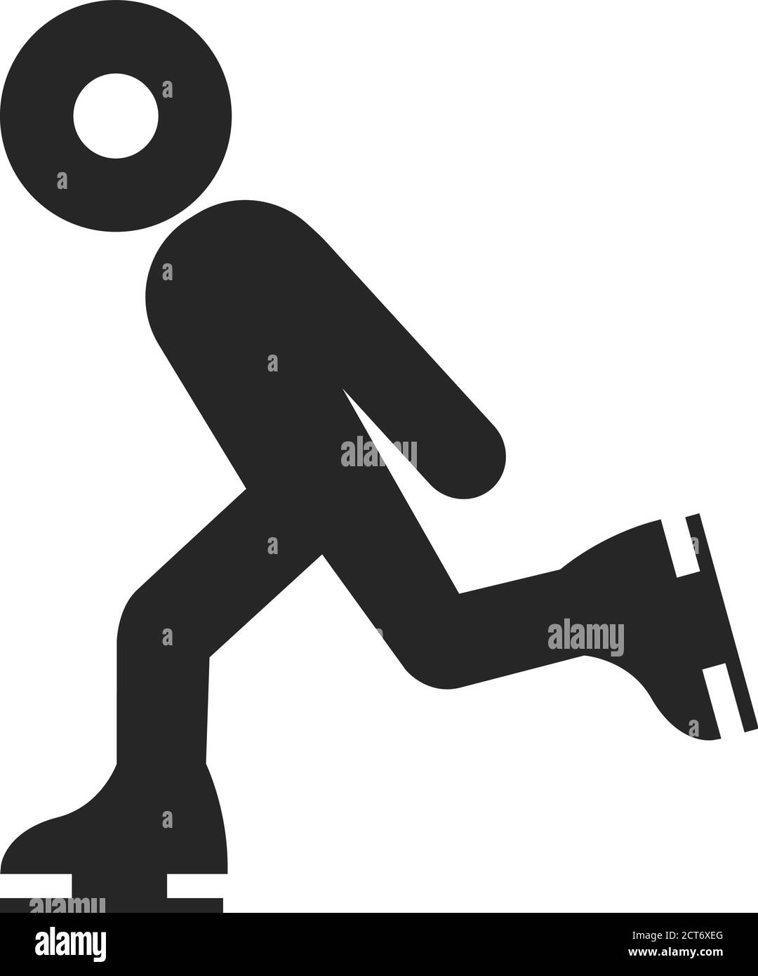 Ice skating icon in thick outline style. Black and white monochrome ...