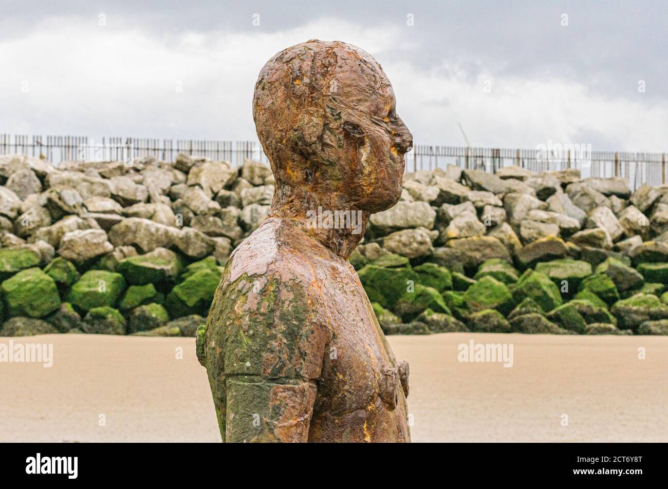Art installation Another Place by Sir Antony Gormley at Mariners Road, Crosby Beach, Liverpool