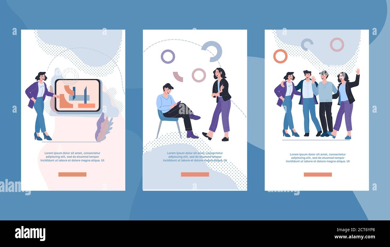 Webinar, podcast and online tutorial mobile page onboarding template. Stock Vector