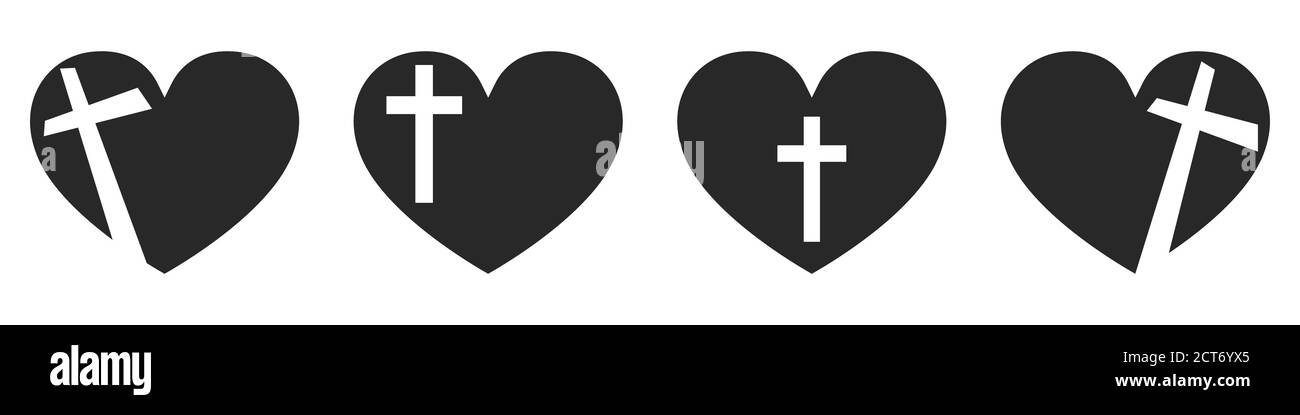Heart shape with christian cross icon. Set of religion symbols isolated.  Vector illustration. Christian cross icon. Love symbol Stock Vector Image &  Art - Alamy