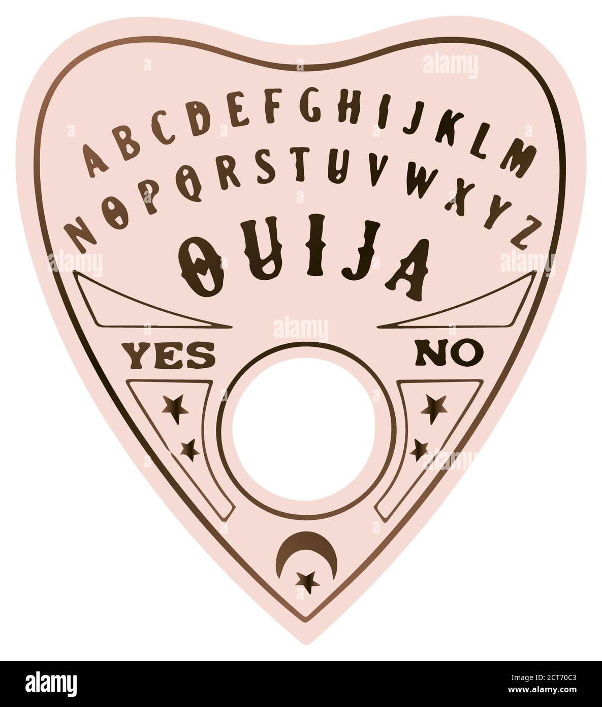 Ouija planchette with eye of providence line art, vector illustration isolated on white. Sketch style hand drawn. Element for halloween or pagan witch Stock Vector