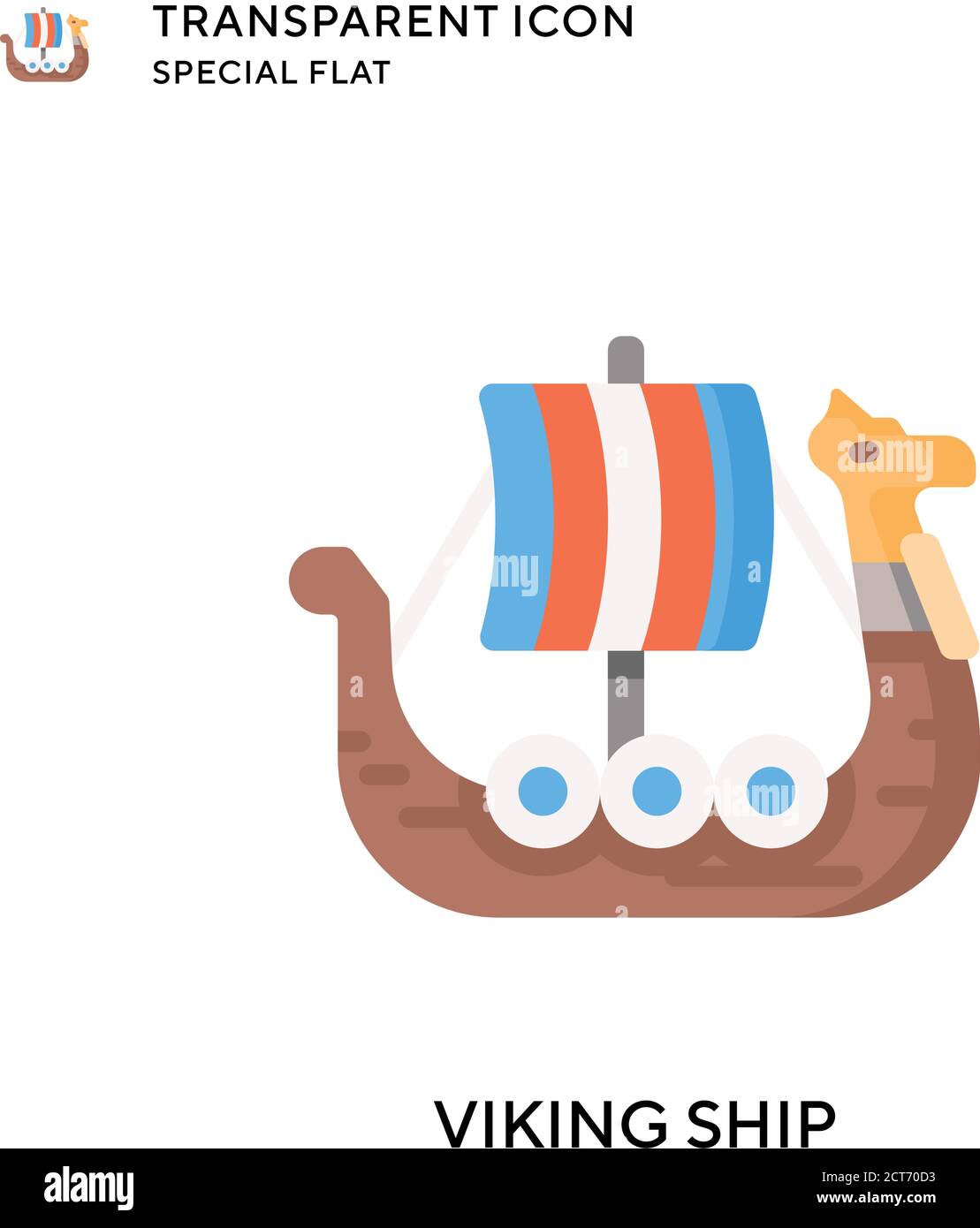 Viking ship vector icon. Flat style illustration. EPS 10 vector. Stock Vector