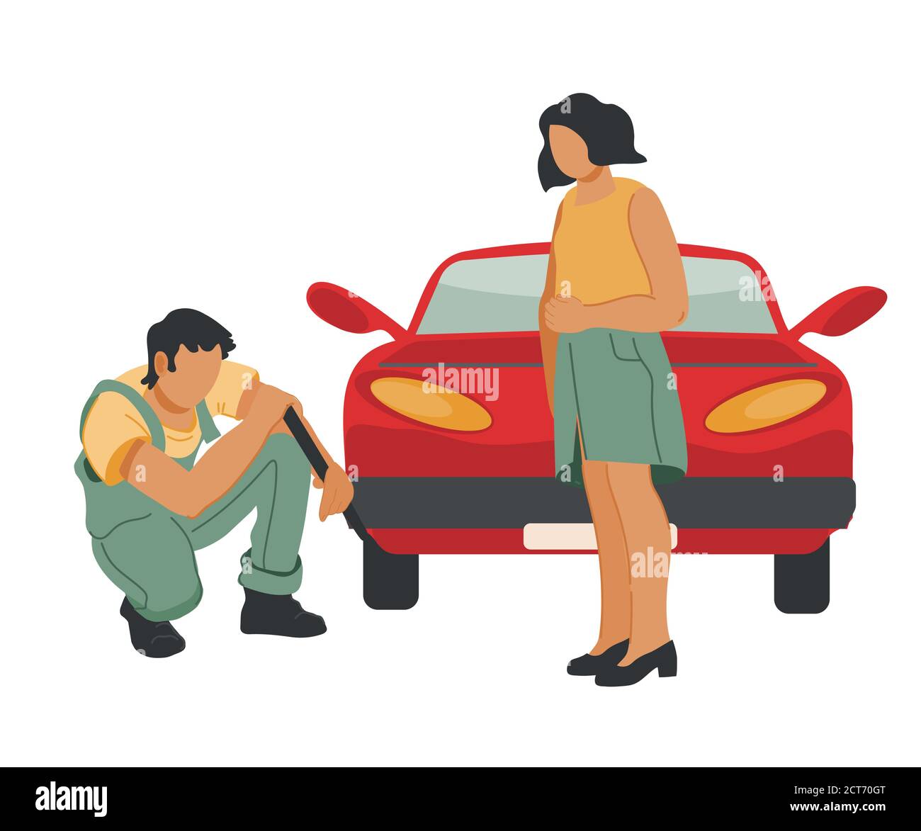 Car repair, roadside assistance or towing service concept with