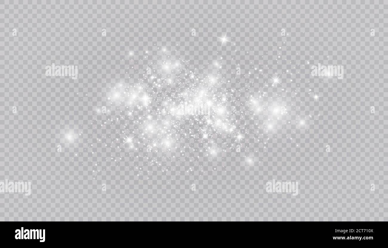 Glowing light effect with many glitter particles isolated on ...