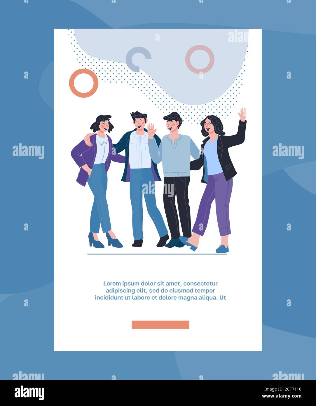 Mobile app onboarding with business team. Teamwork and effective management. Stock Vector