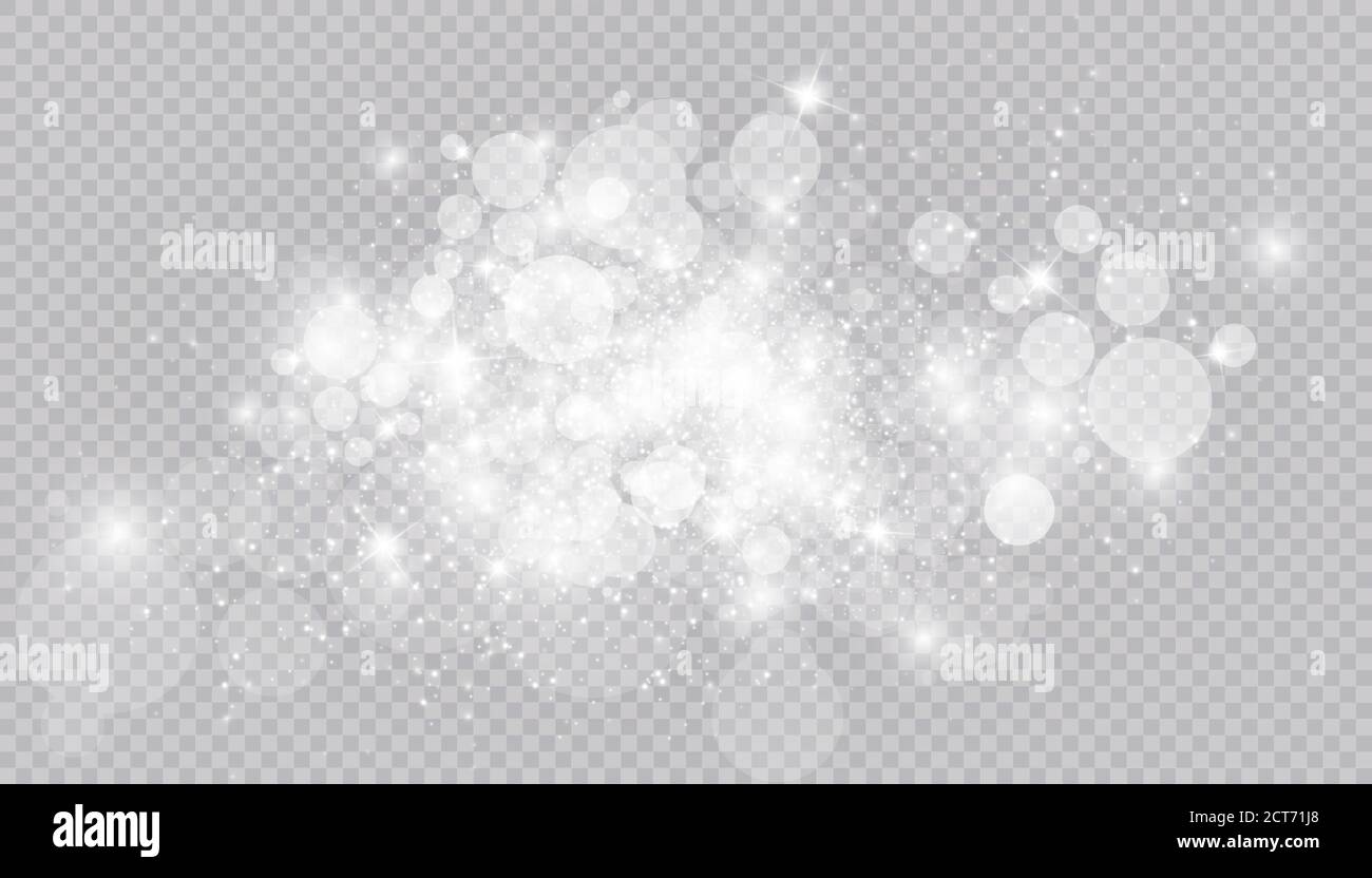 Glowing light effect with many glitter particles isolated on ...