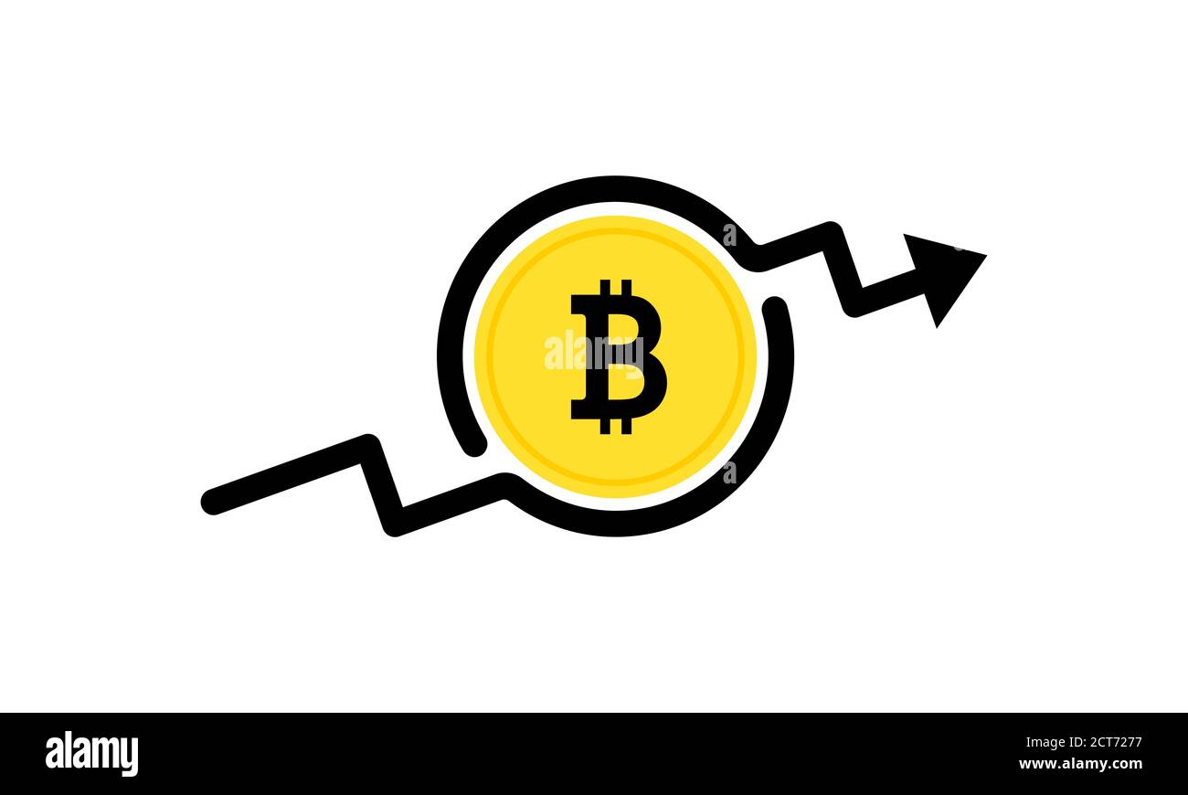Bitcoin icon with uo arrow. Cryptocurrency. Banking. Vector on isolated  white background. EPS 10 Stock Vector Image & Art - Alamy