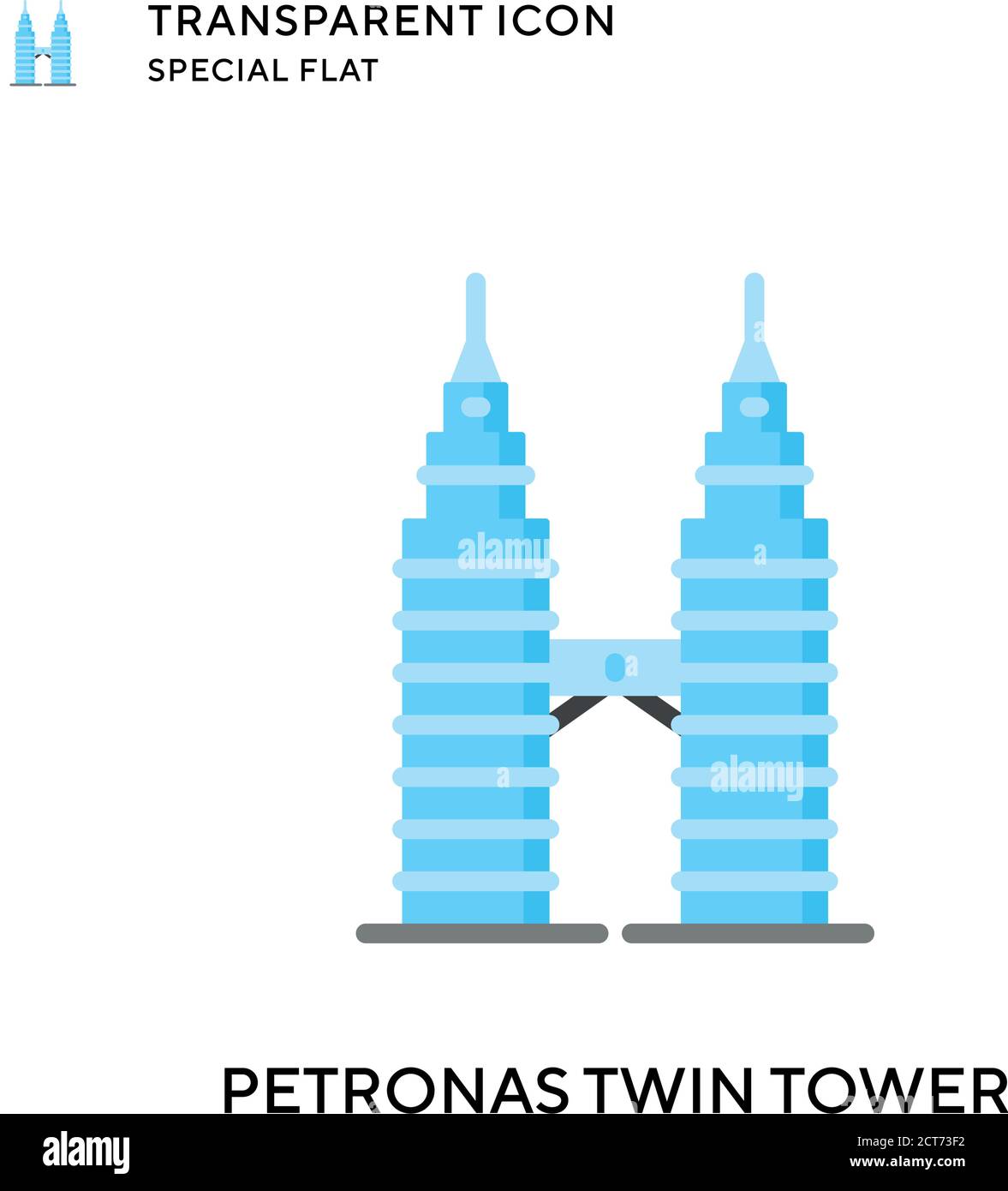 Petronas twin tower vector icon. Flat style illustration. EPS 10 vector. Stock Vector
