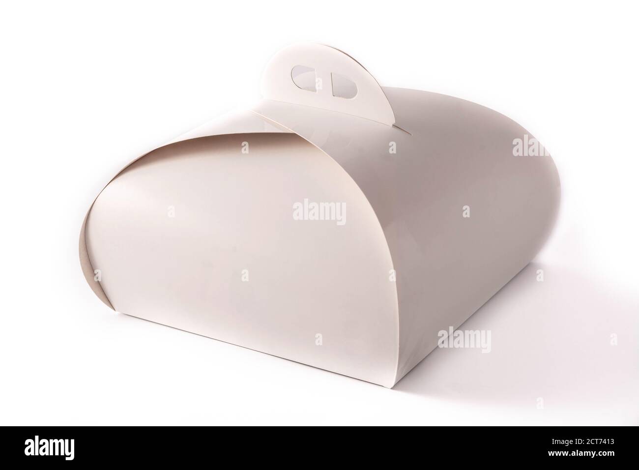 Packaging box with handle mockup for cake isolated on white background Stock Photo