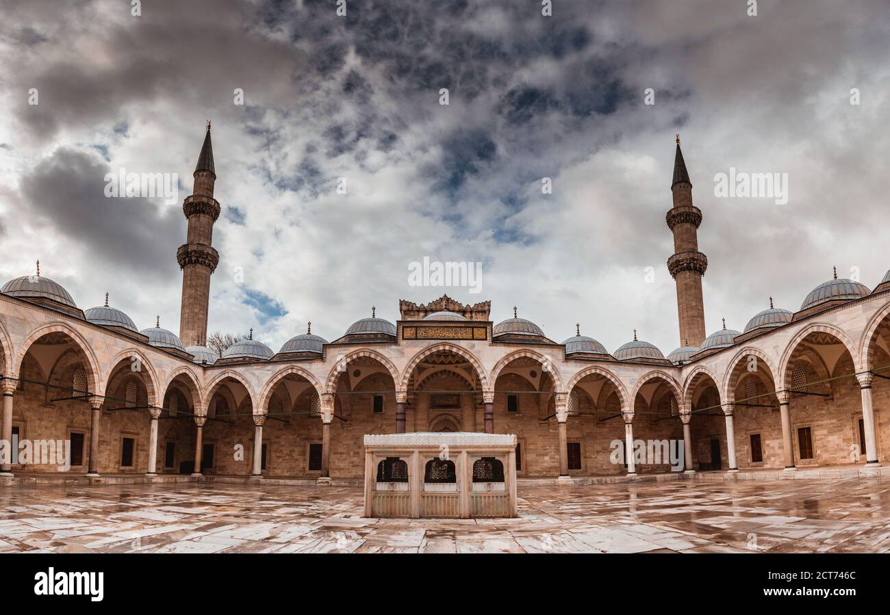 Suleymaniye Mosque in Istanbul, Turkey. Suleymaniye Mosque is famous landmark. Islamic architecture of Istanbul Stock Photo