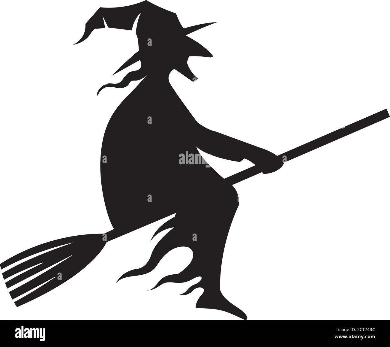 Scary witch riding broom hi-res stock photography and images - Alamy