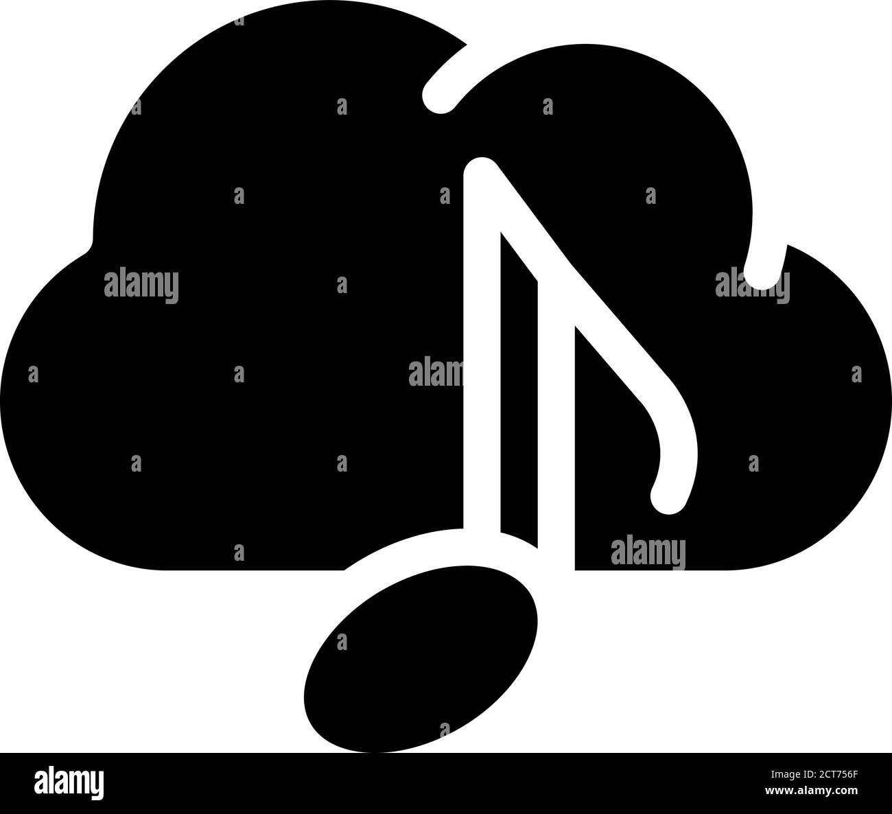 music cloud storage glyph icon vector illustration Stock Vector Image ...