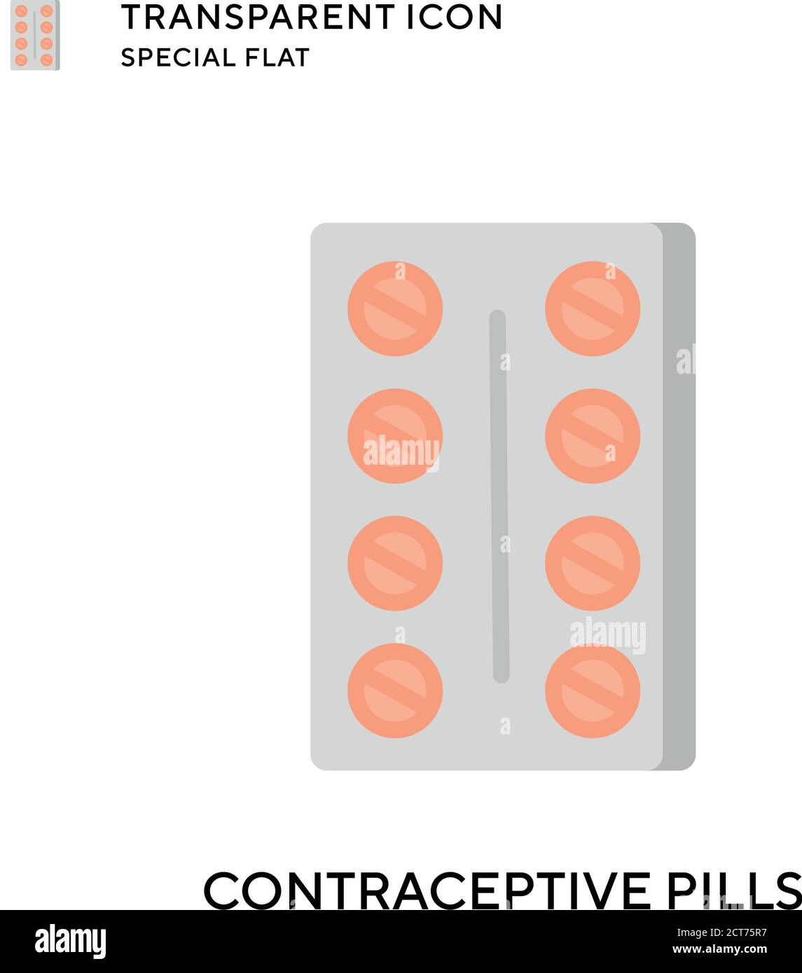 Contraceptive pills vector icon. Flat style illustration. EPS 10 vector. Stock Vector
