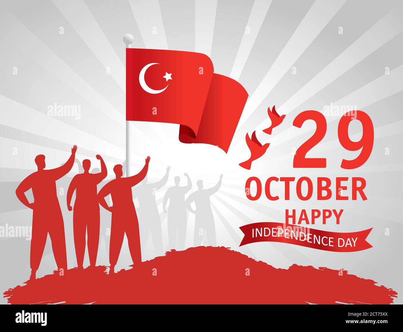 29 october republic day turkey and group people with flag Stock Vector