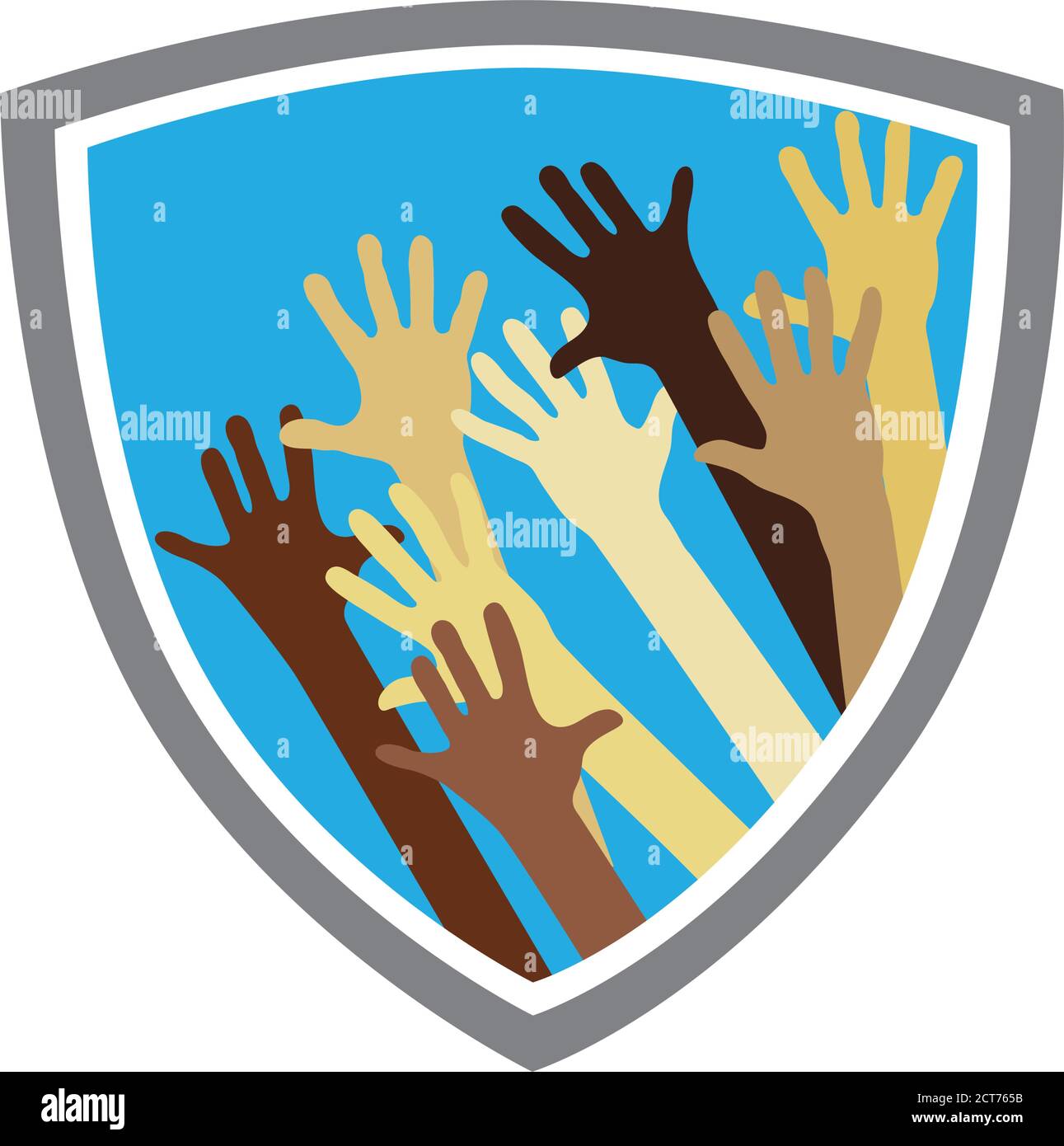Hands different colors raised Stock Vector Images - Alamy