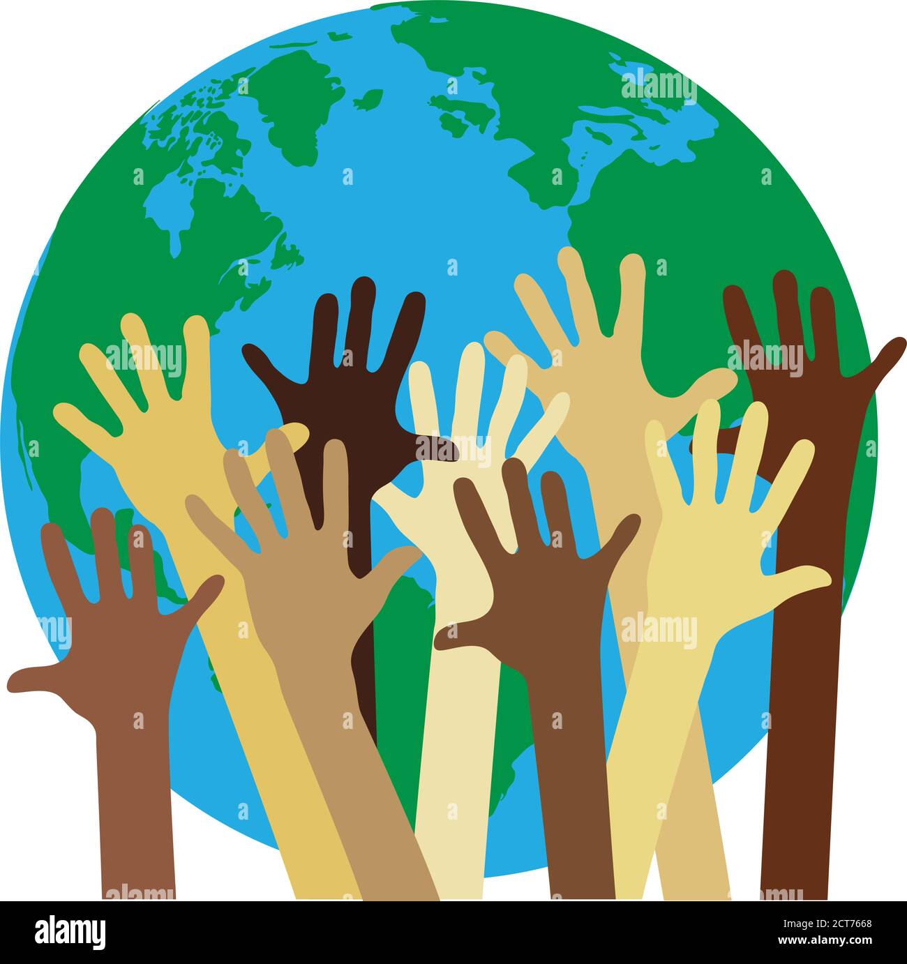 Hands different colors raised Stock Vector Images Alamy