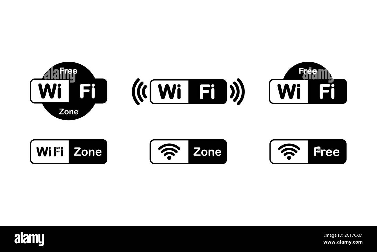 Wifi zone icon set. Wireless connection. Vector on isolated white background. EPS 10. Stock Vector