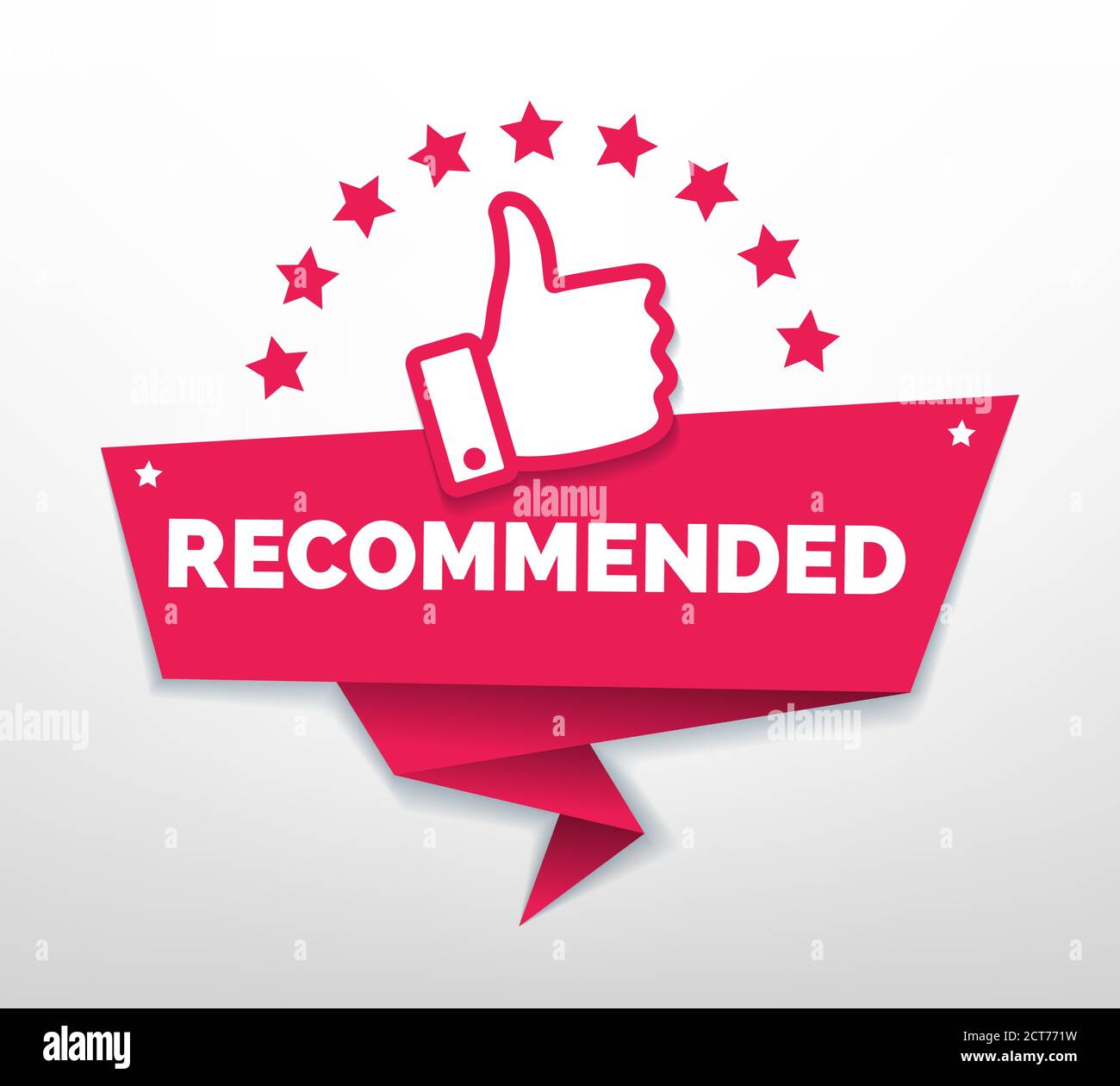 Recommended with thumb up Stock Vector
