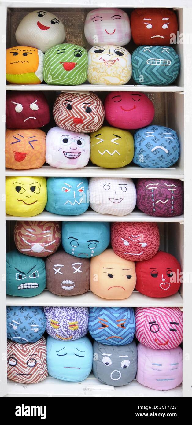 Lot of handmade colored smiley faces
