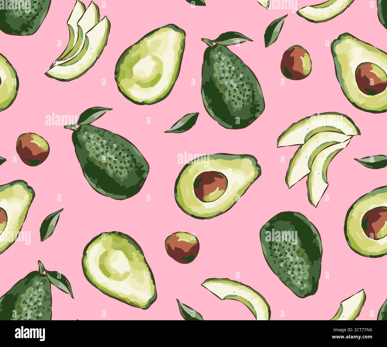 Seamless pattern of ripe avocados with seeds. Seamless exotic vector ...