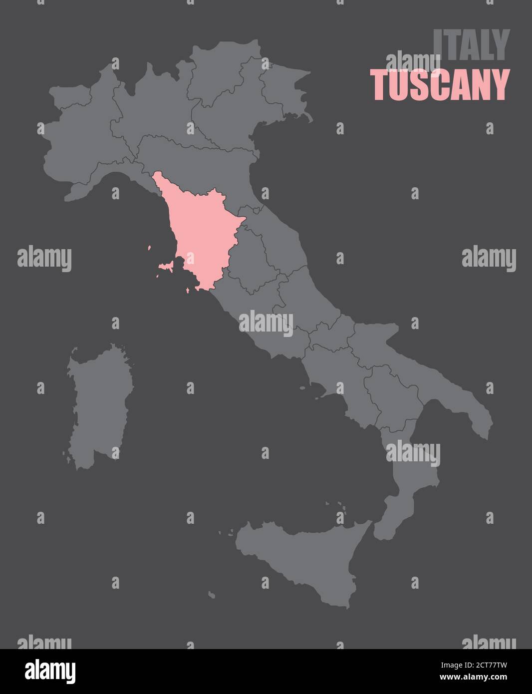 Tuscany map hi res stock photography - Italy Tuscany Map 2CT77TW 