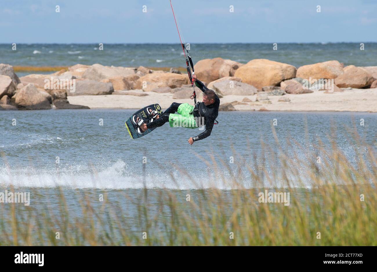 Kiteboarding Paine's Creek Beach, Brewster, Massachusetts, on Cape
