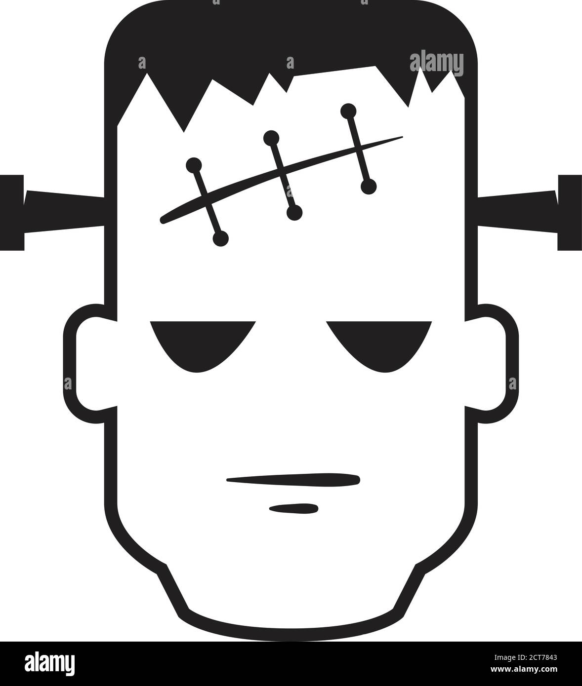 Frankenstein head icon in black and white. Vector illustration. Stock Vector