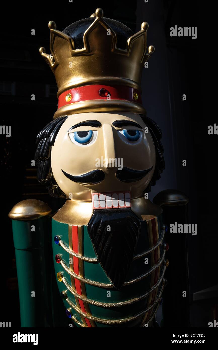 Large lifesize painted wooden traditional Christmas Nutcracker king