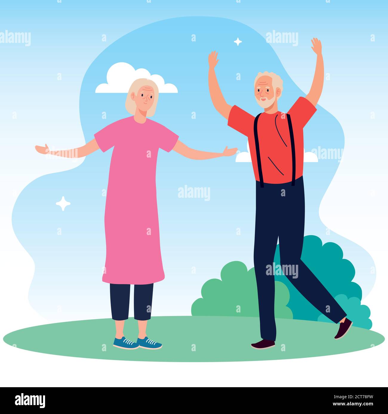 cute old couple celebrating in the park Stock Vector Image & Art - Alamy