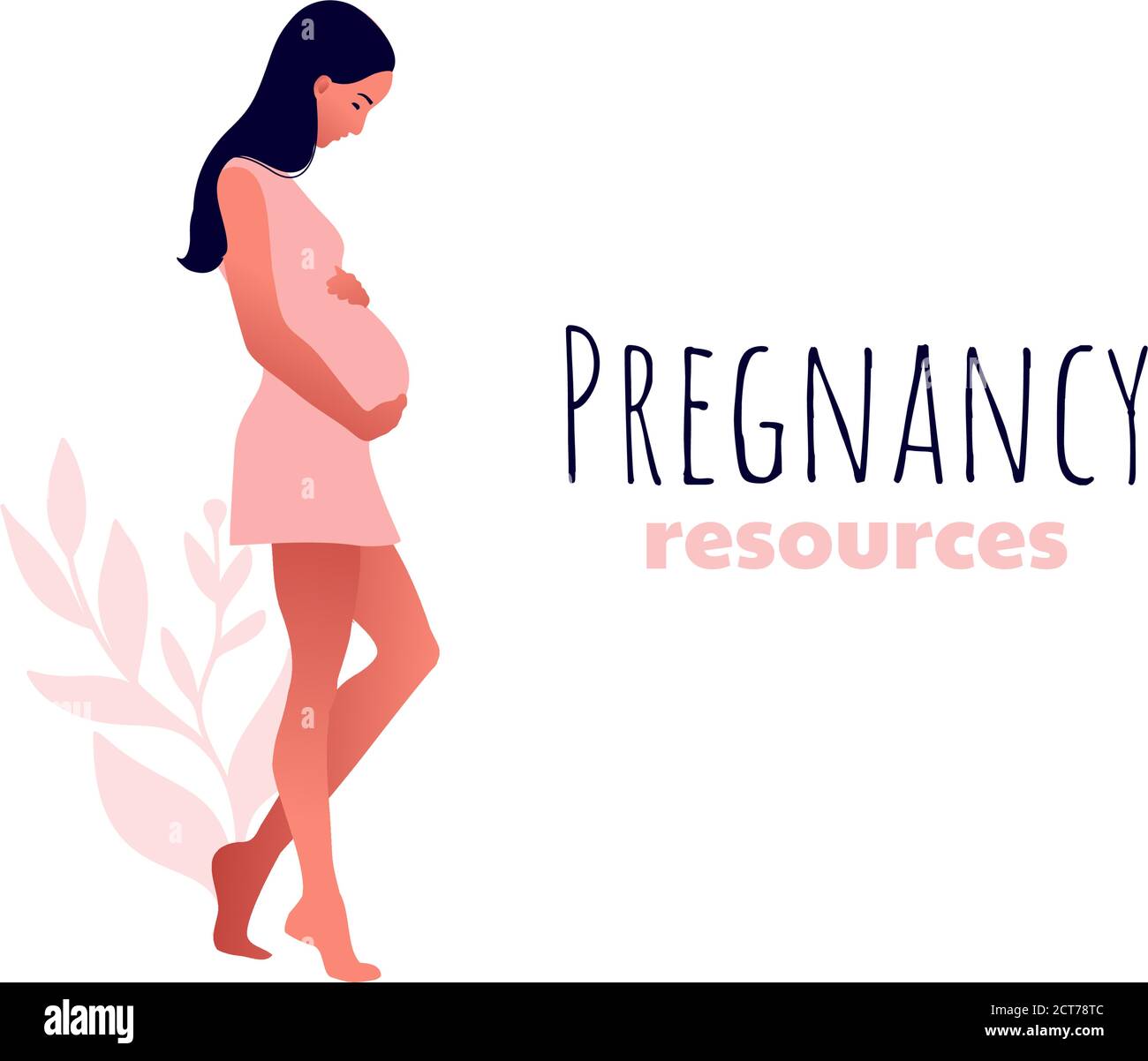 Pregnant woman walking. Active well fitted pregnant female character. Stock Vector