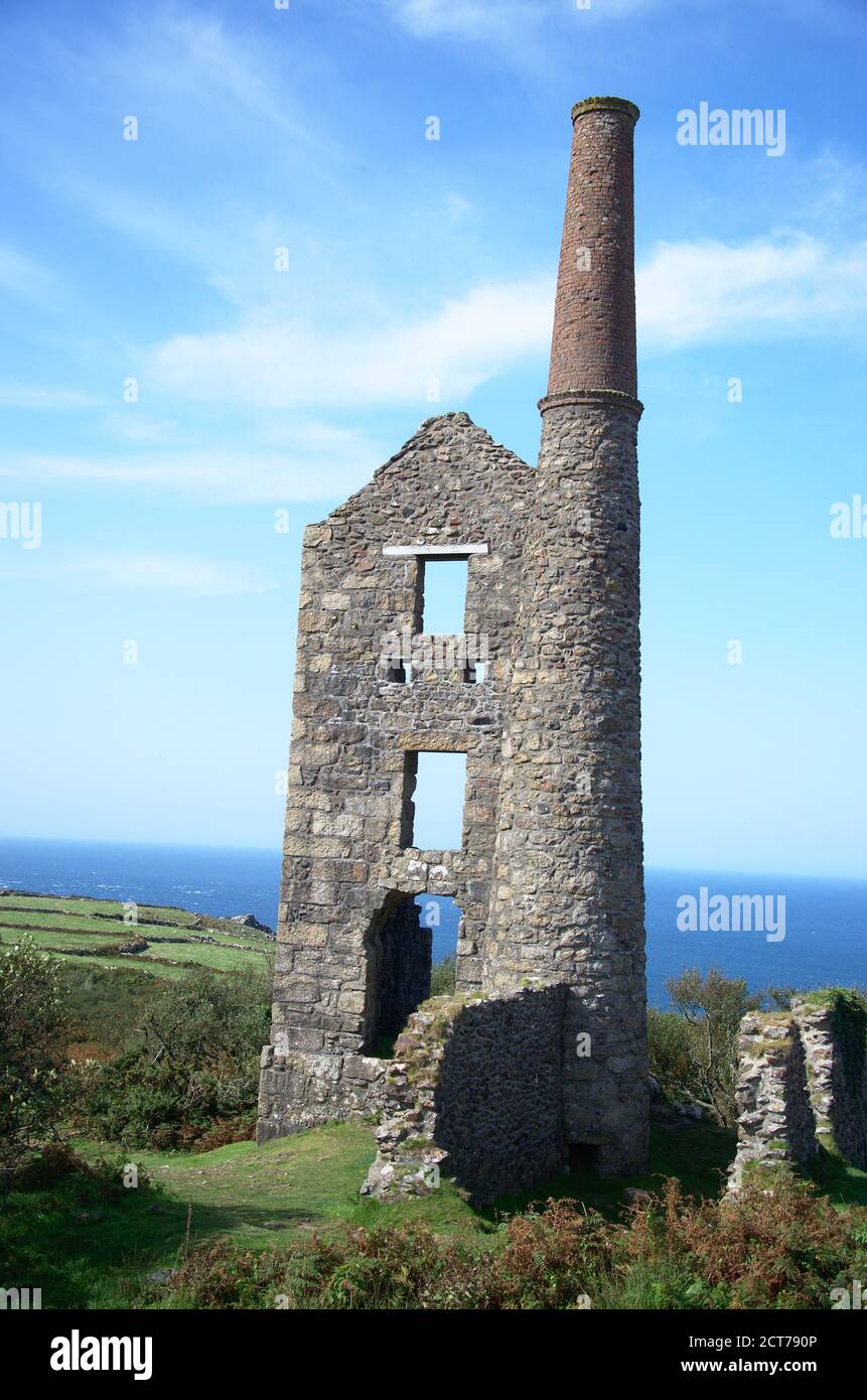 Carn Galver Mine in Cornwall on the road between St Ives and St Just Stock Photo