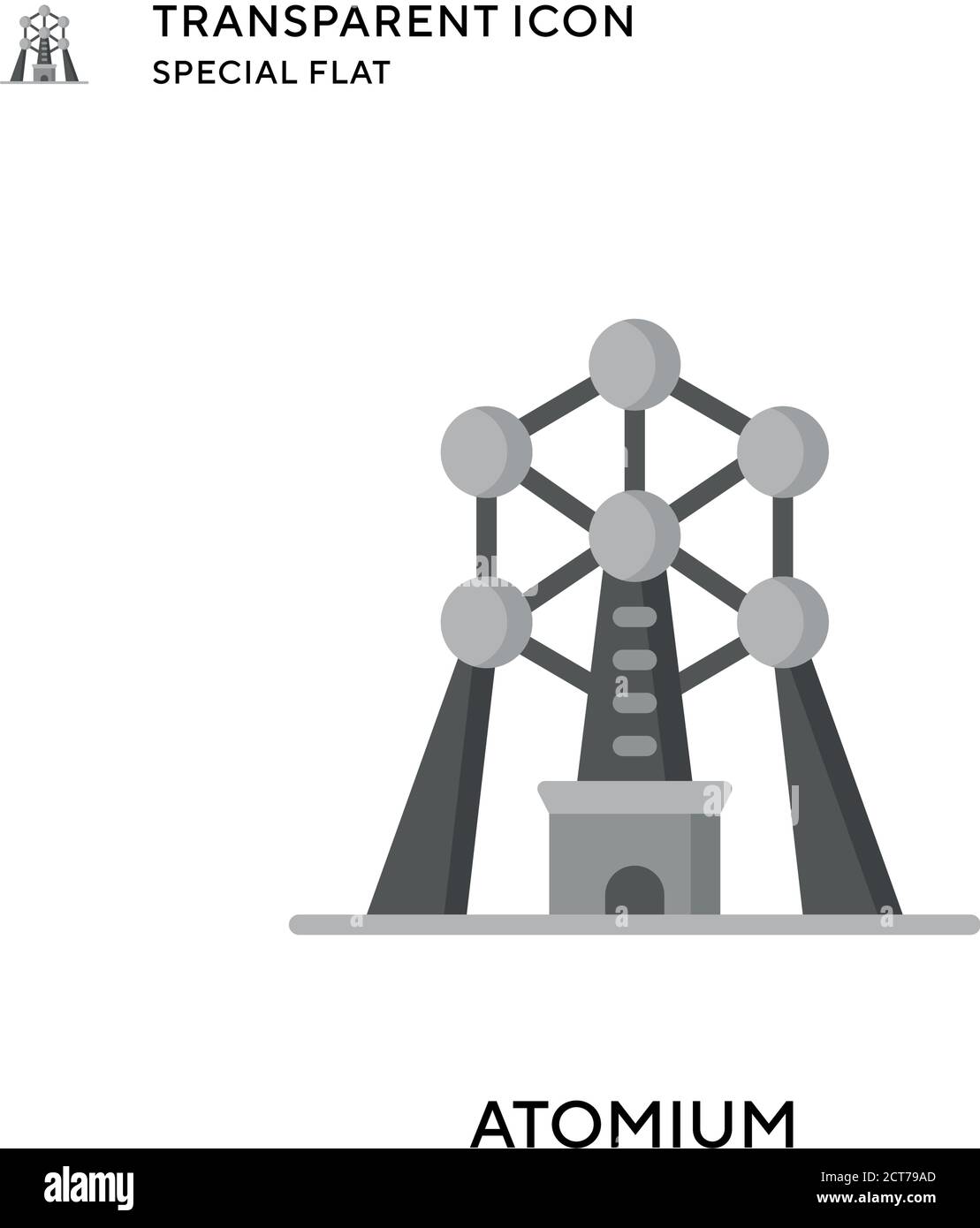 Atomium vector icon. Flat style illustration. EPS 10 vector. Stock Vector