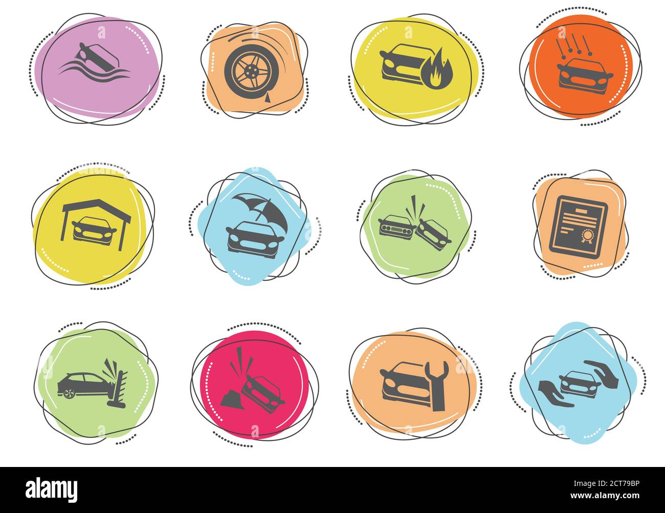 Car Insurance Icons Stock Vector